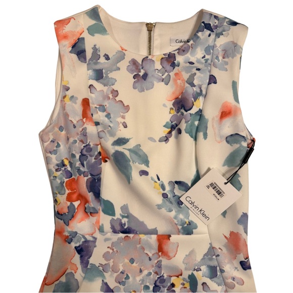 CALVIN KLEIN | Women’s | NWT | Sleeveless V-Neck A-Line Floral Dress | Size 2 - Picture 3 of 9